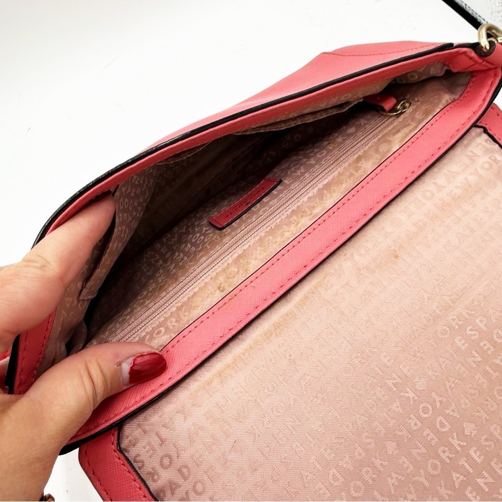 Kate Spade Leather Laurel Way Greer Coral Chain Crossbody Bag Purse - Picture 12 of 13